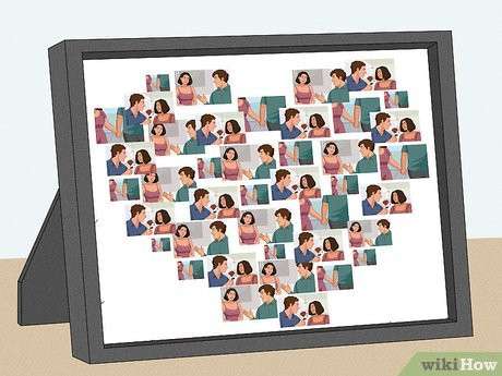 Use photos and other mementos to create a romantic collage.